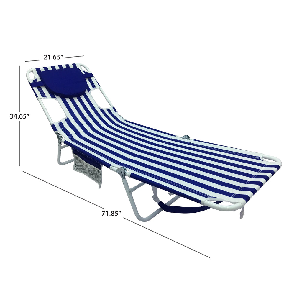 Blue & White Stripe Folding Beach Lounger 2-Pack X362127