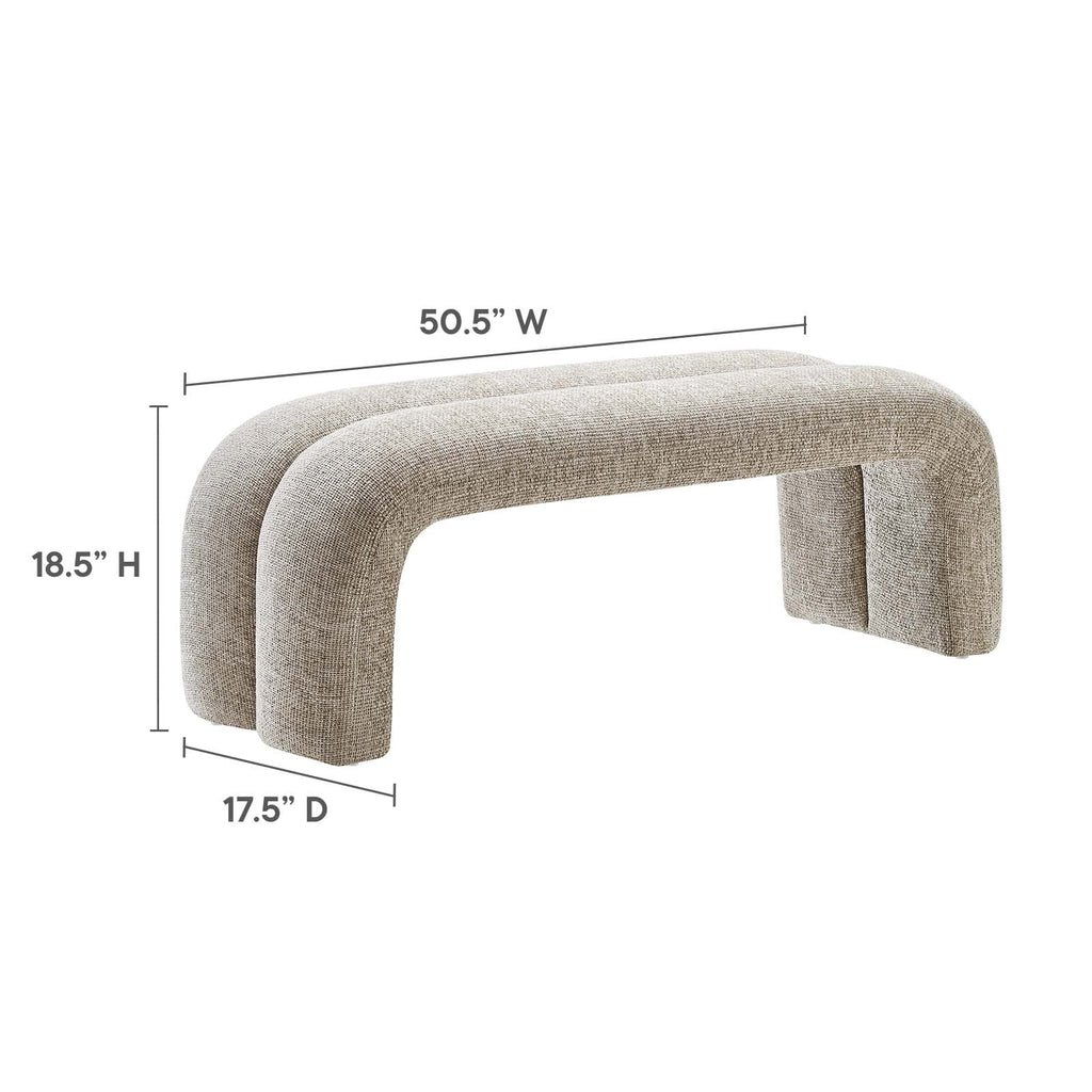 Khaki Chenille Upholstered Accent Bench O20616