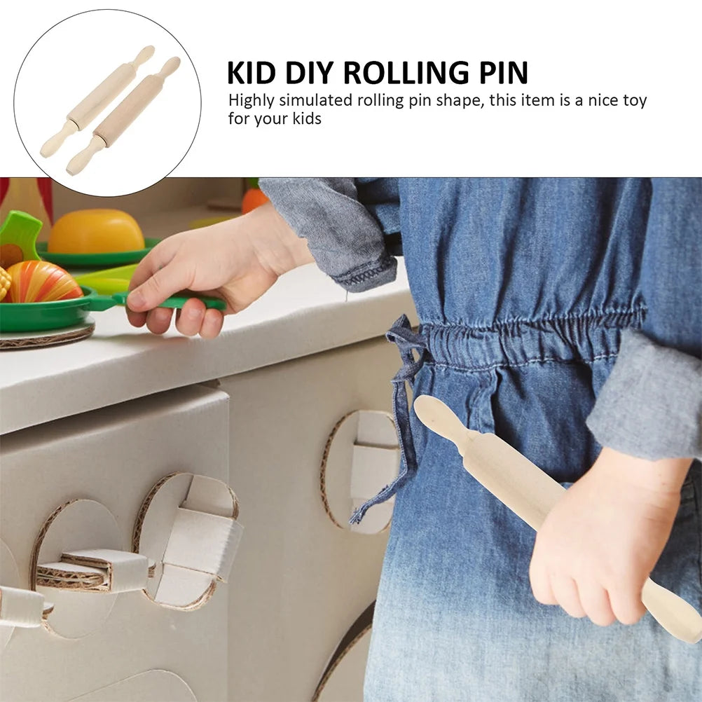 6 Pcs Wooden Rolling Pin Toy Playset M287