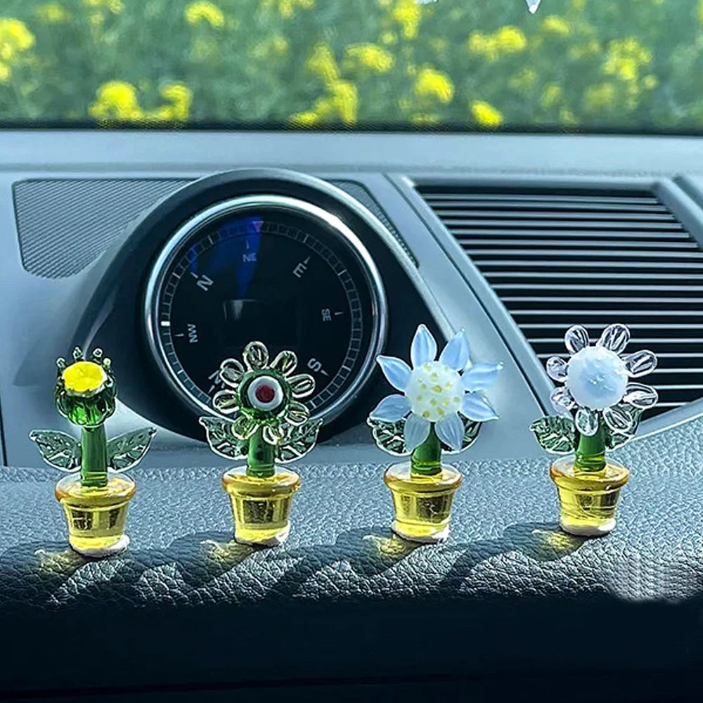 Handmade Blown Glass Cactus Figurines Desk Decorations G61239