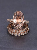Morganite and Diamond Trio Ring Set in 10k Rose Gold Q697187