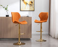 Orange Velvet Adjustable Swivel Bar Stools Set of 2 M246445