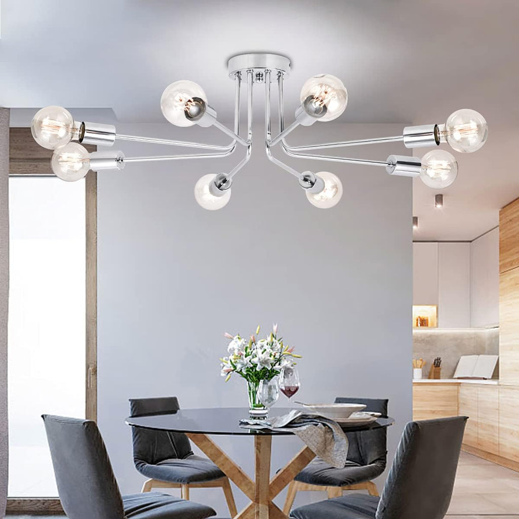 Brushed Nickel 6 Light Semi Flush Mount Ceiling Lamp B246