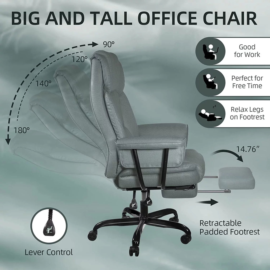 Gray High Back Leather Office Chair 400lb R1482