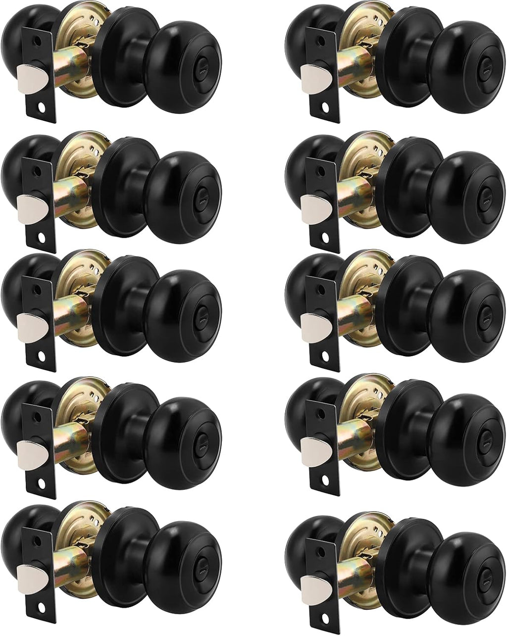 6 Pack Round Passage Door Knob Black Finish Door Hardware Q4291