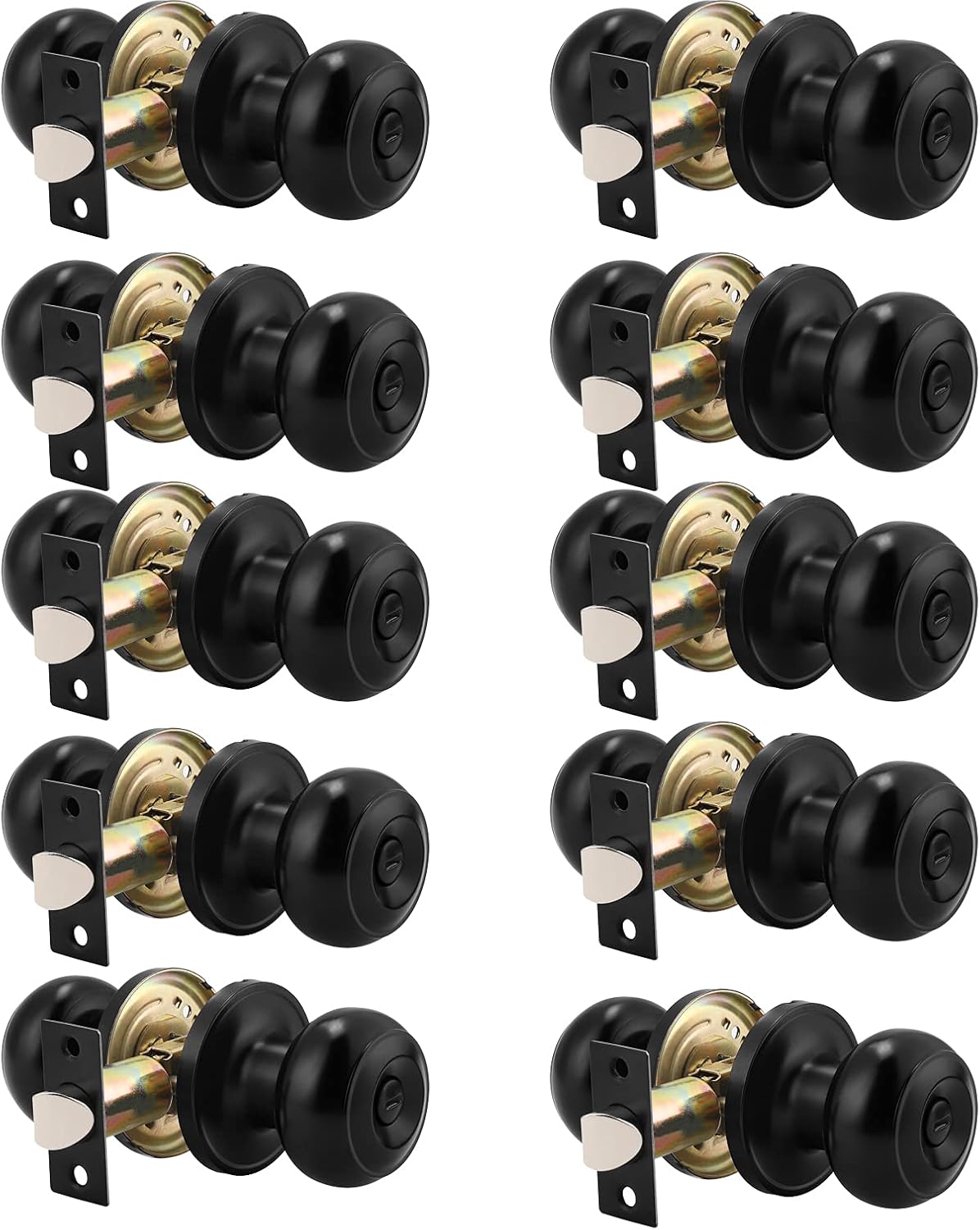 6 Pack Round Passage Door Knob Black Finish Door Hardware Q4291