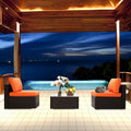 Orange 3 Piece PE Rattan Wicker Sofa Set R352