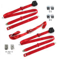 Red Retractable Bench Seat Belt Kit with Bracketry - 3 Belts T134911