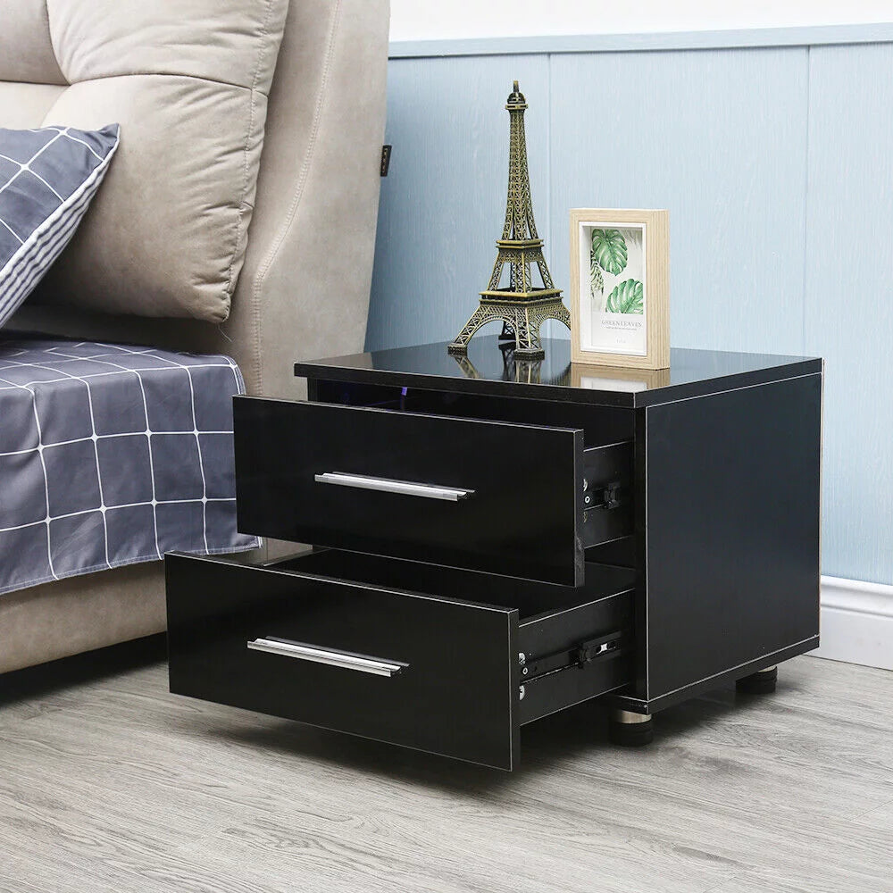 High Gloss 2 Drawer Nightstand Q11386