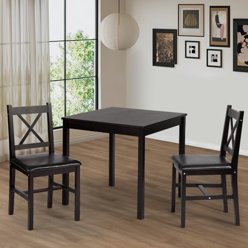 5-Piece Solid Wood Dining Table Set for 4 Brown F45939