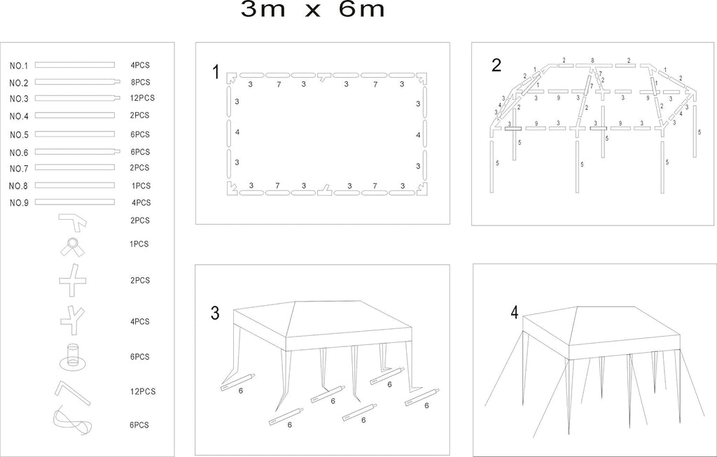 10 x 20 Outdoor Tent Canopy Gazebo Shelter with 6 Removable Sidewalls J901462