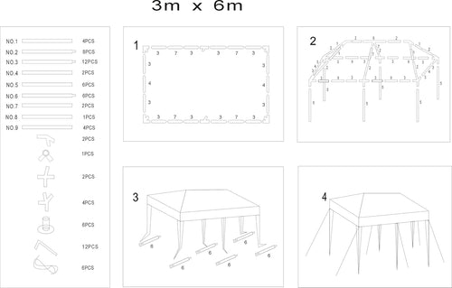 10 x 20 Outdoor Tent Canopy Gazebo Shelter with 6 Removable Sidewalls J901462