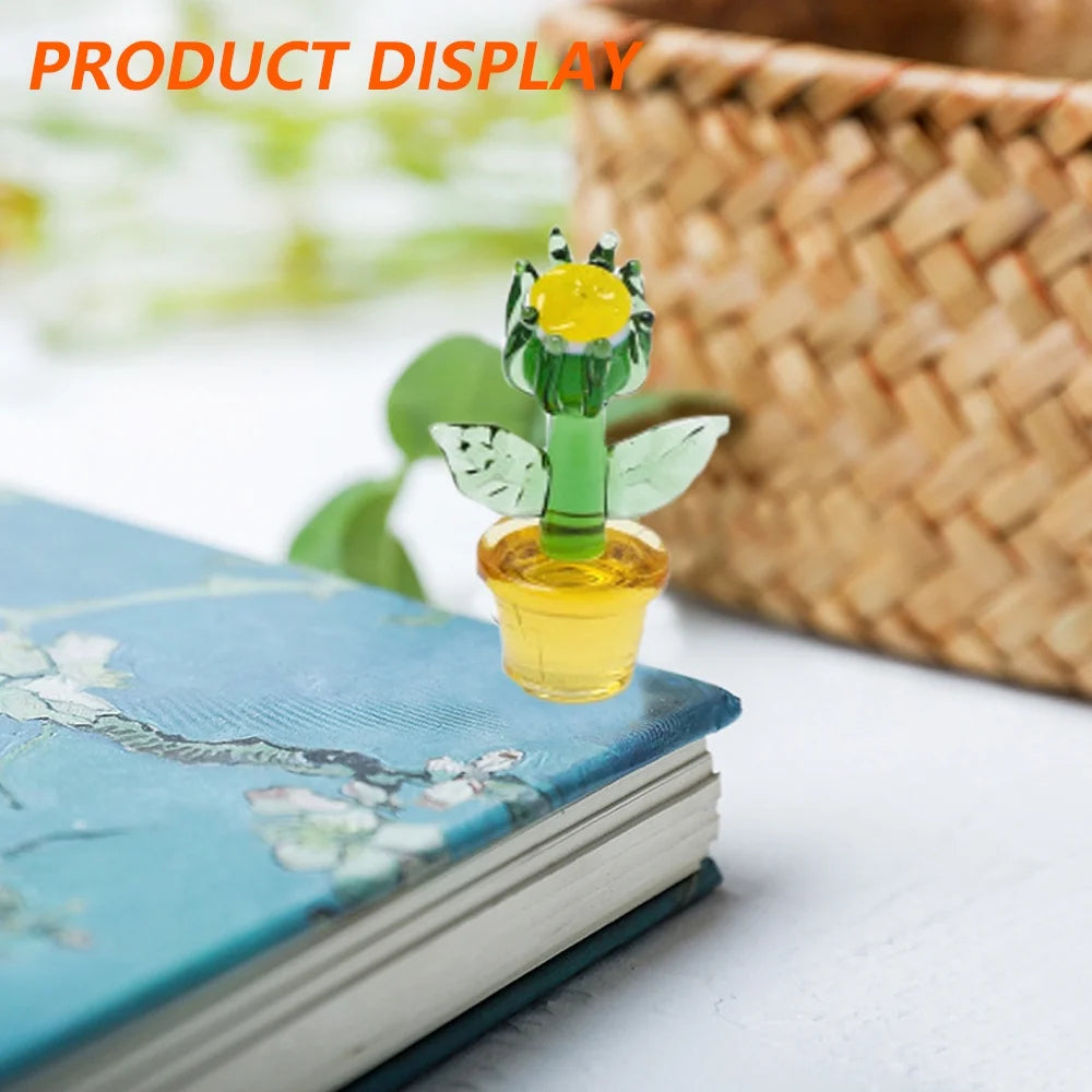 Handmade Blown Glass Cactus Figurines Desk Decorations G61239