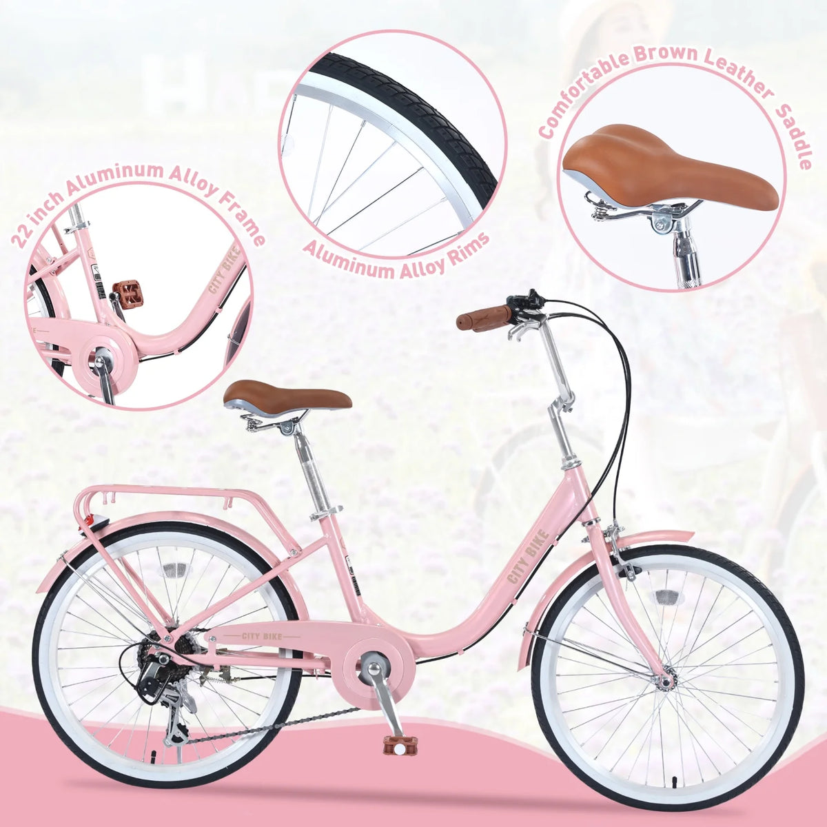 22 Inch 7 Speed Aluminium Alloy Girls Bike V716