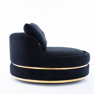 Black Velvet Swivel Barrel Chair M58505