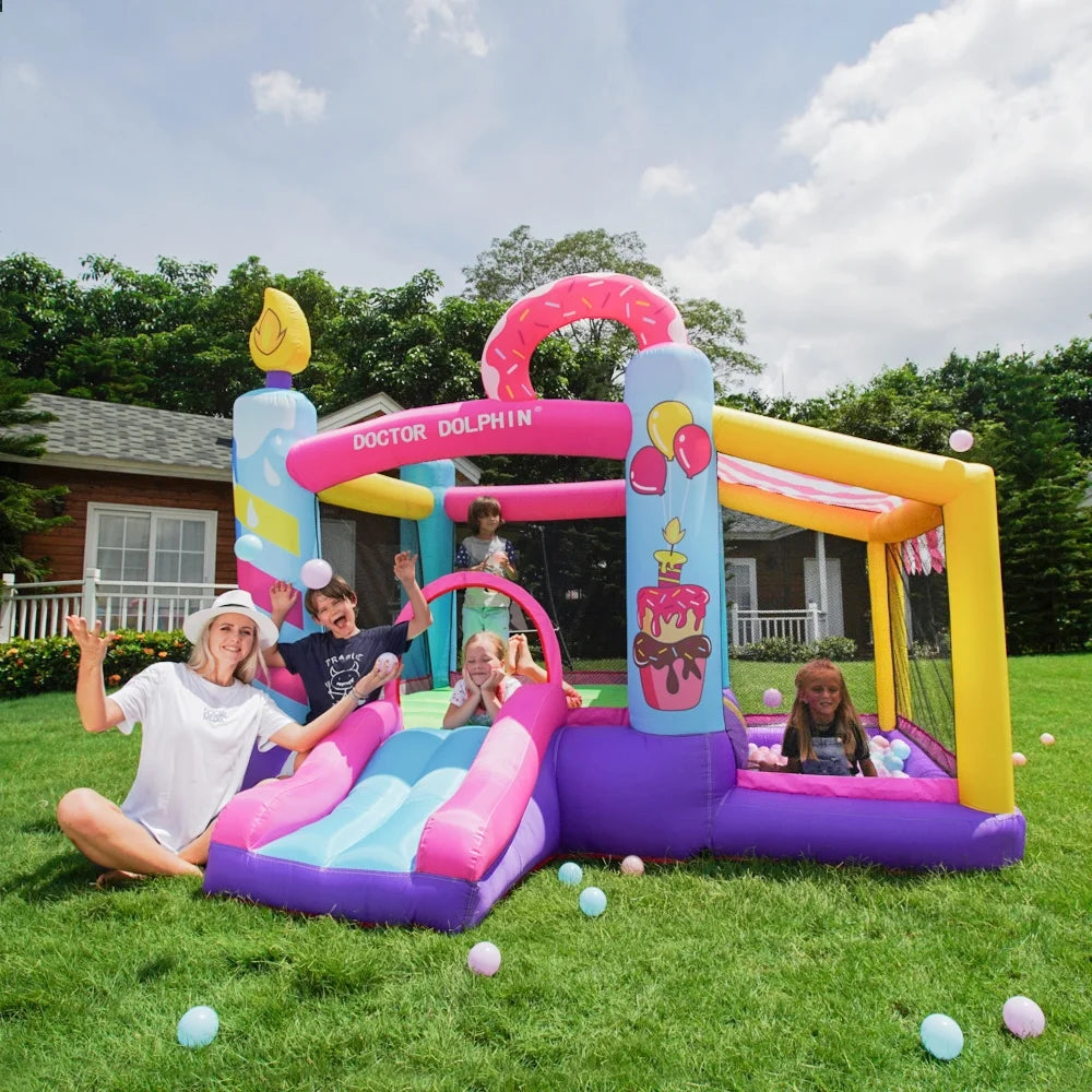 Inflatable Slide Bouncer House with Ball Pool and Storage Bag J2665