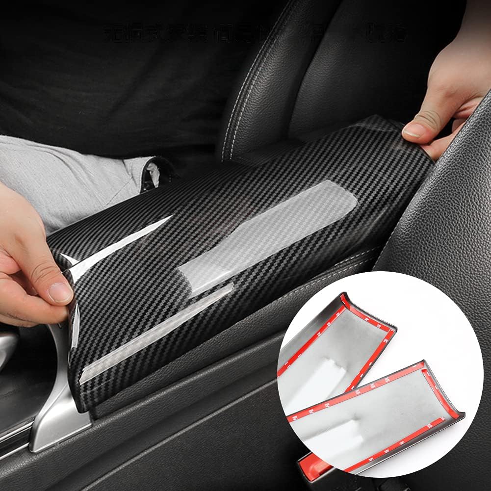 Car Interior Center Console Armrest Storage Box Protective Cover Trim (Carbon Fiber Color) R151