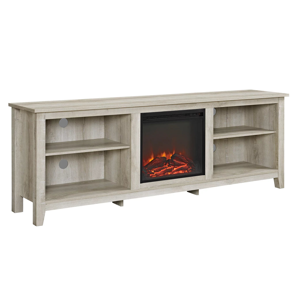 White Oak Open Storage Fireplace TV Stand M6086