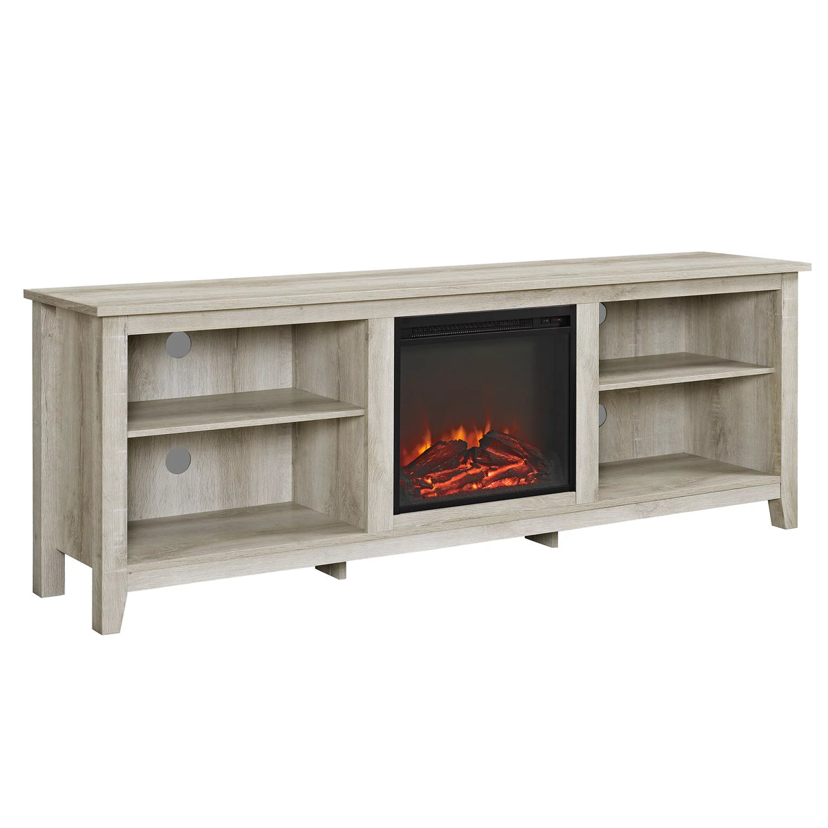White Oak Open Storage Fireplace TV Stand M6086