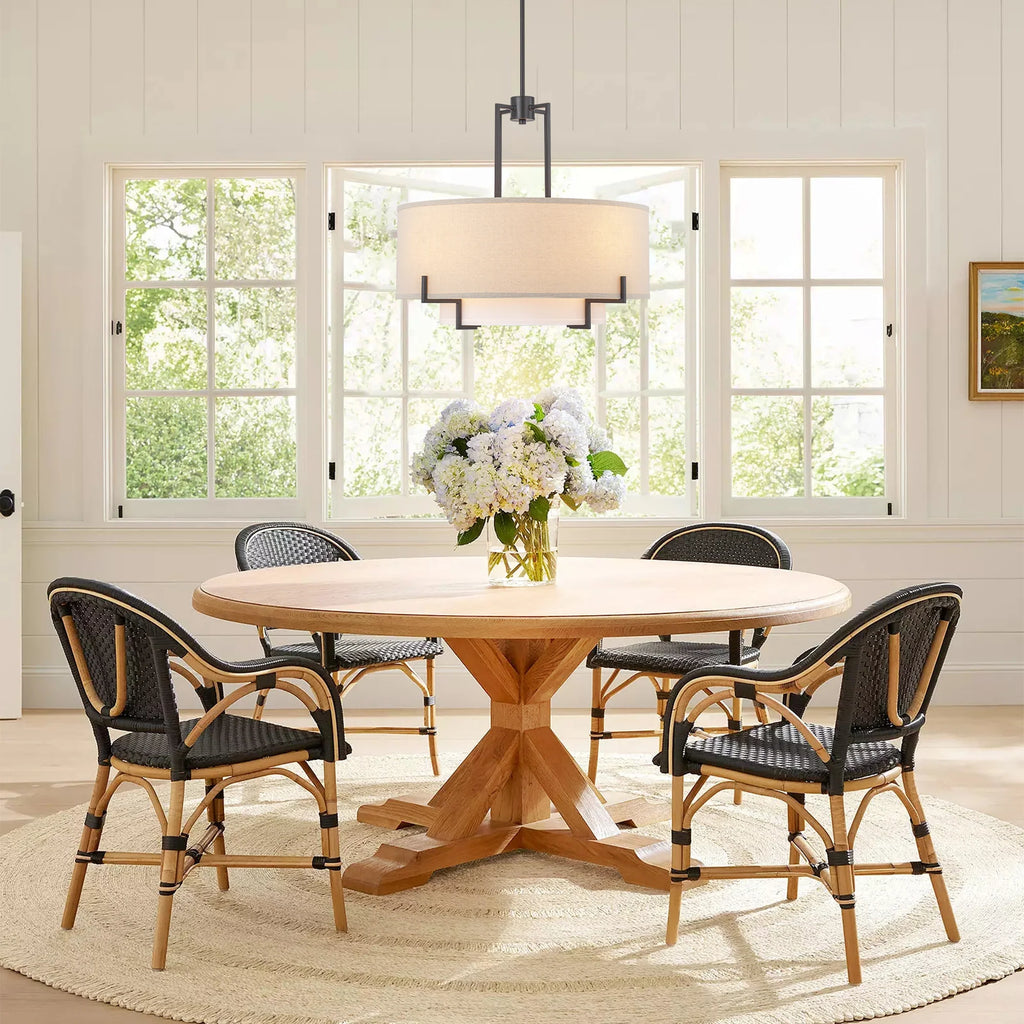 4-Light Dimmable Fabric Drum Shaded Chandelier B156359