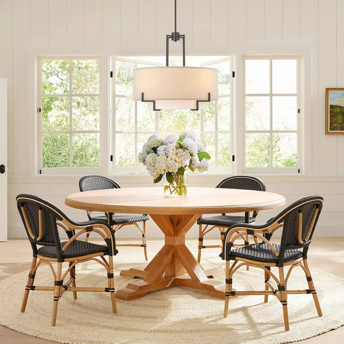 4-Light Dimmable Fabric Drum Shaded Chandelier B156359