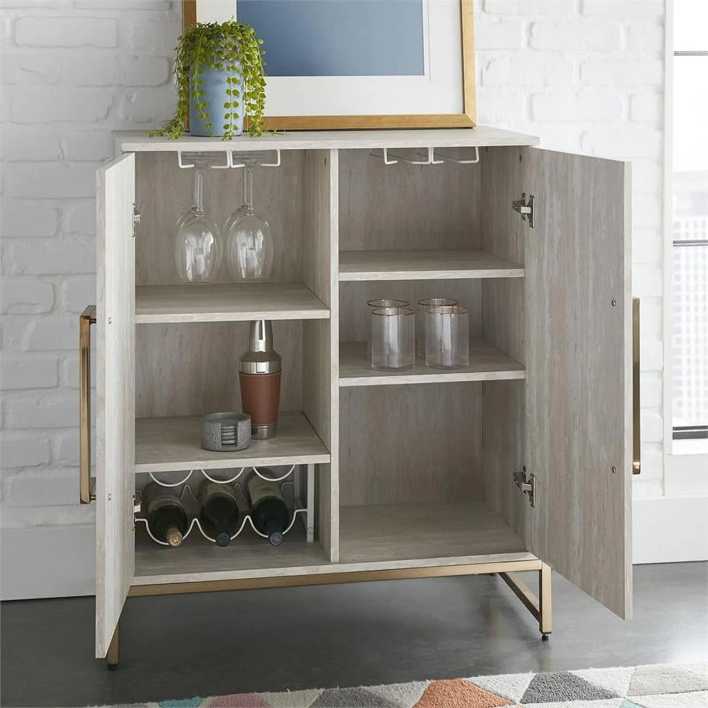 Faux Marble and Gold Metal Base Wine Cabinet K8208