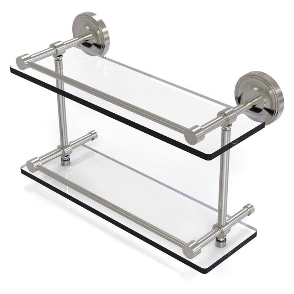 22x22 Double Glass Shelf with Gallery Rail Satin Nickel D634
