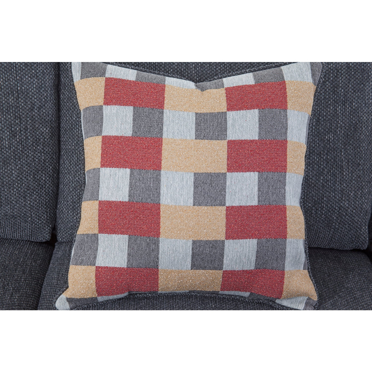 Charcoal Two Piece Sectional Sofa with Three Throw Pillows B79436