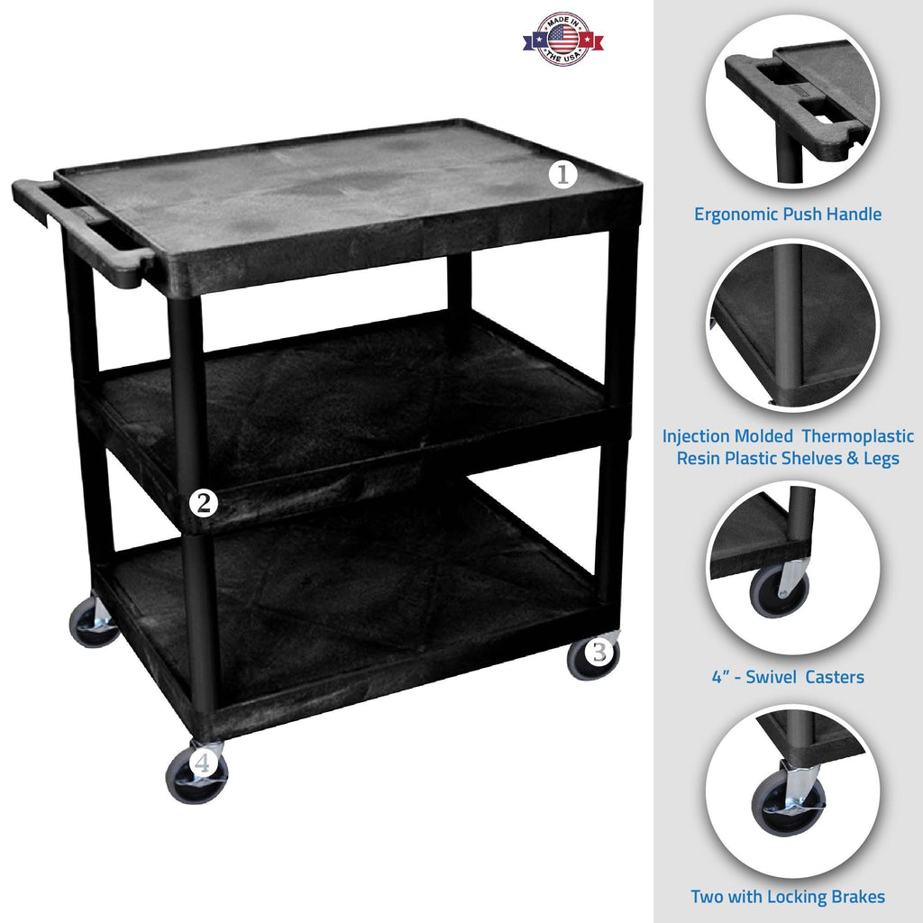 Black 3-Shelf Utility Cart P217994