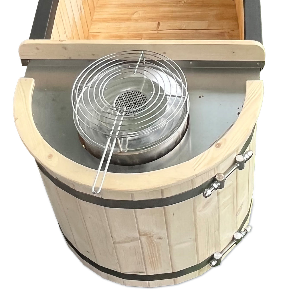Natural Pine Wood Hot Tub 2 Persons 132 Gallons with Charcoal Stove K16619