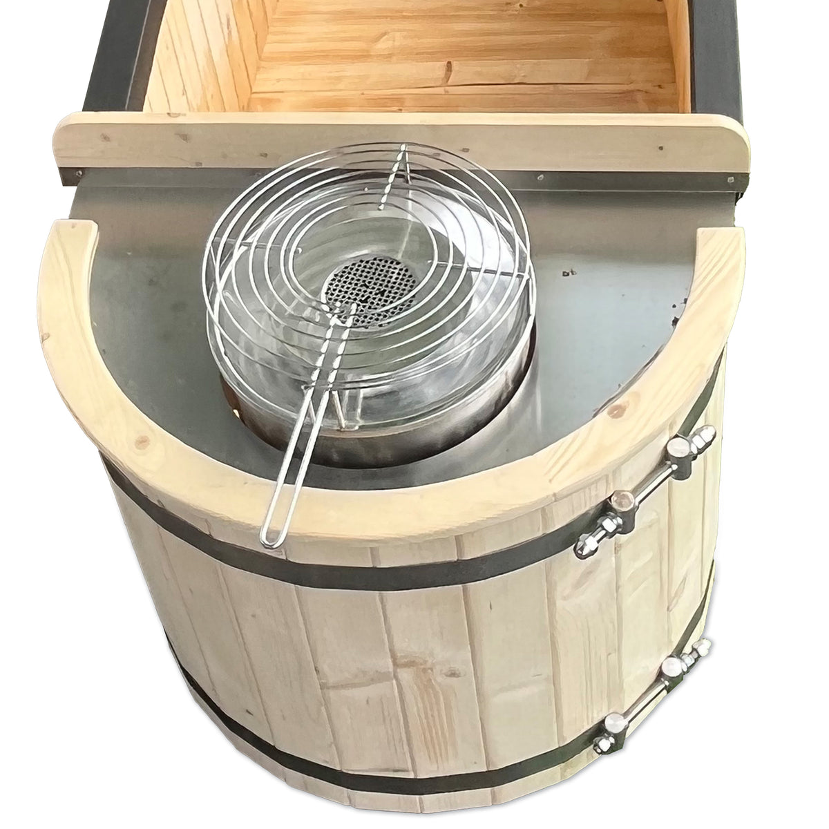 Natural Pine Wood Hot Tub 2 Persons 132 Gallons with Charcoal Stove K16619