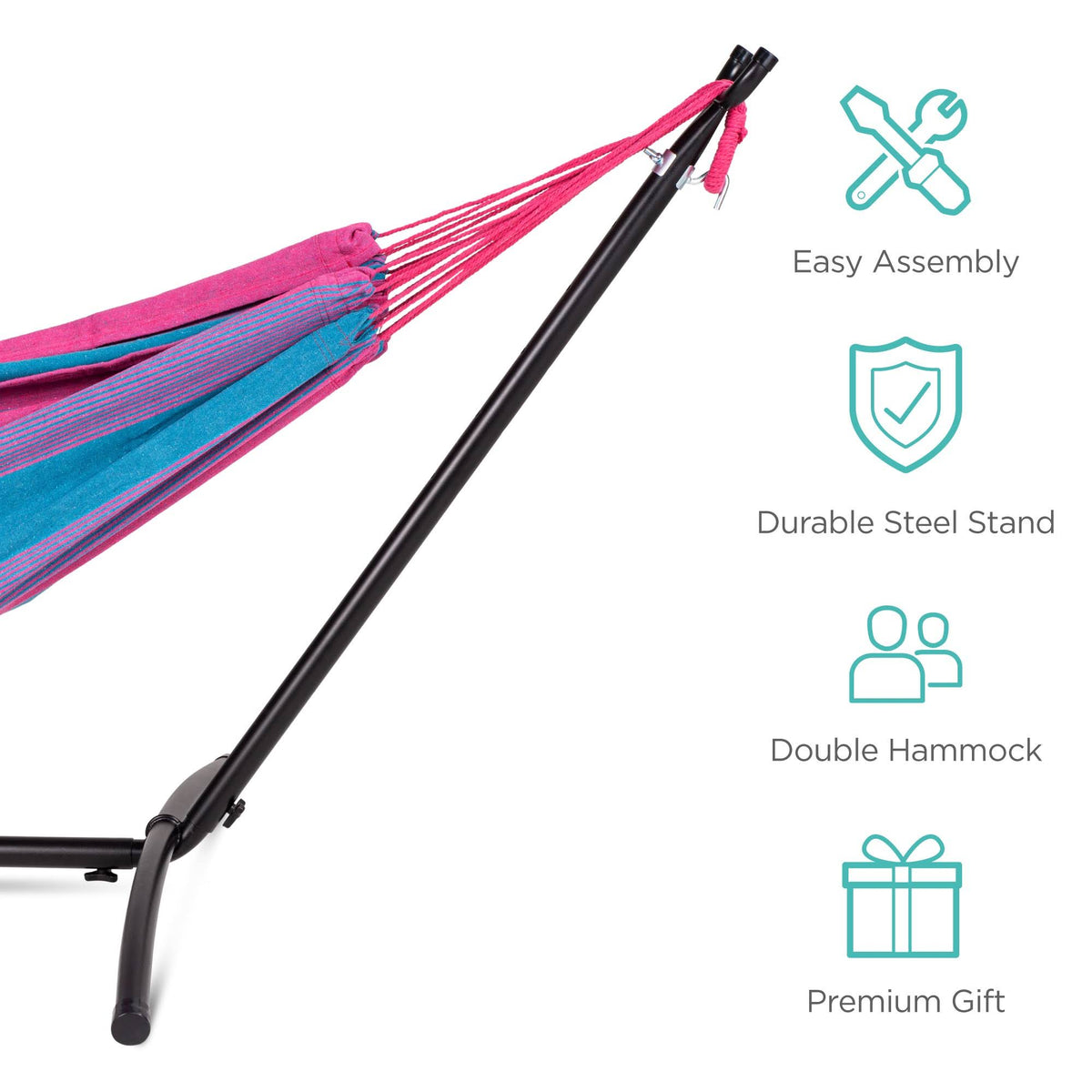 Cotton Double Hammock with Stand Set and Carrying Bag C4505