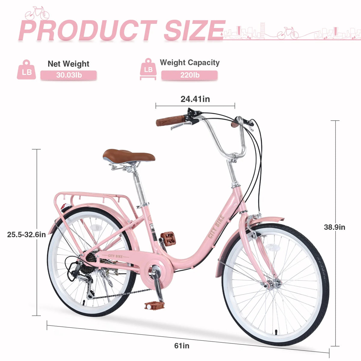 22 Inch 7 Speed Aluminium Alloy Girls Bike V716