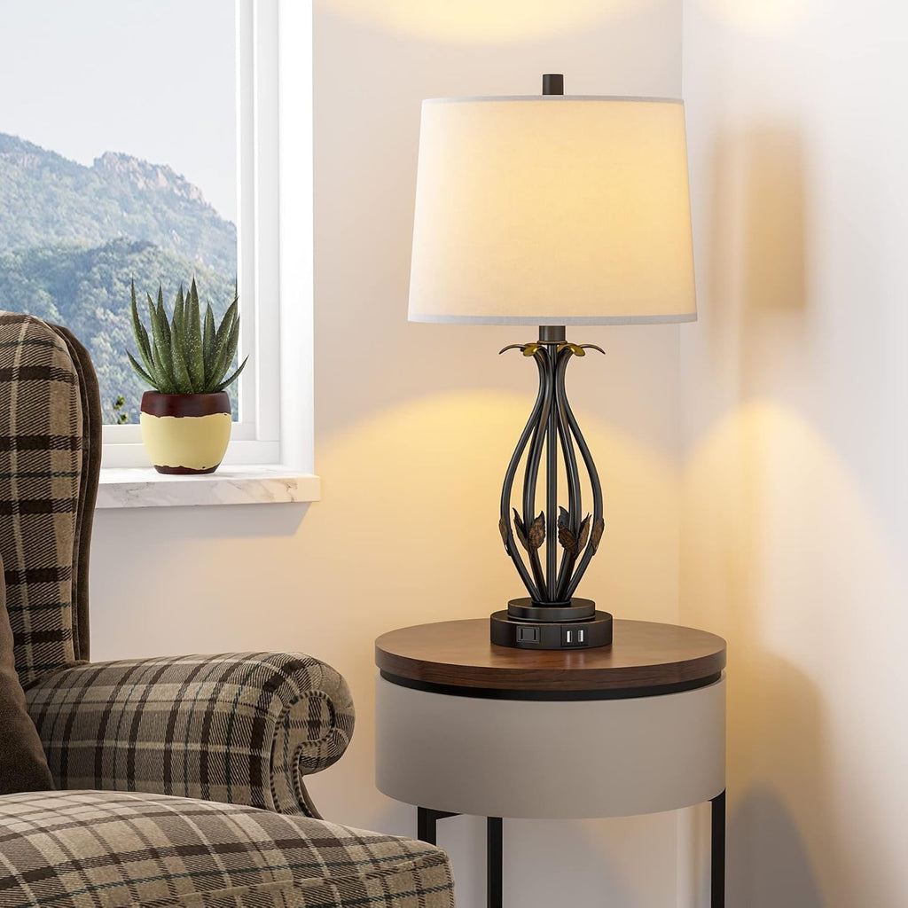 Table Lamp Set of 2, 3 Way Dimmable Touch with Dual USB Ports and AC Outlet F354525