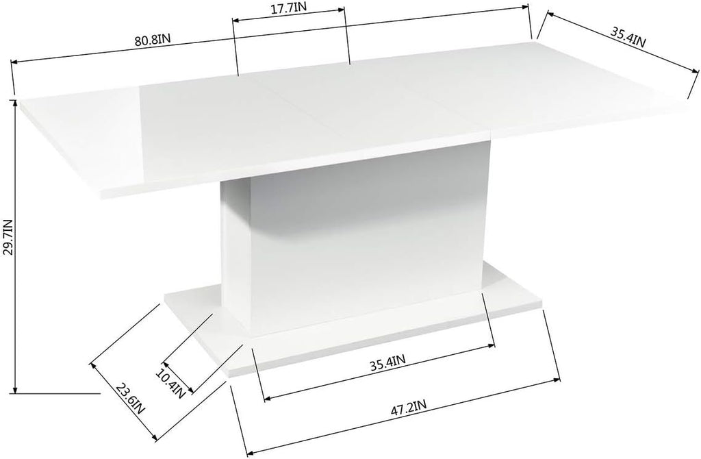 White High Gloss Wooden Expandable Dining Table E698