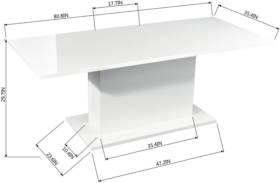 White High Gloss Wooden Expandable Dining Table E698
