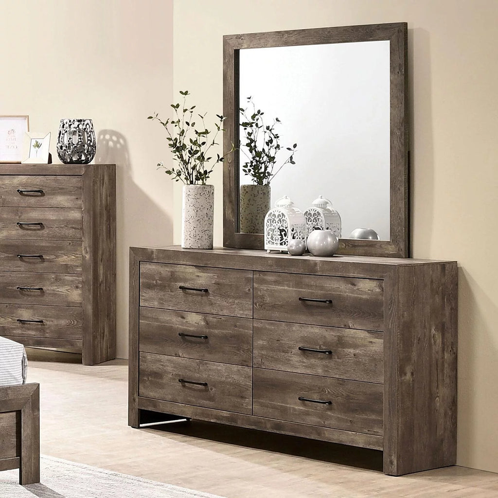 Natural Tone Wood 6pcs Bedroom Set O39806