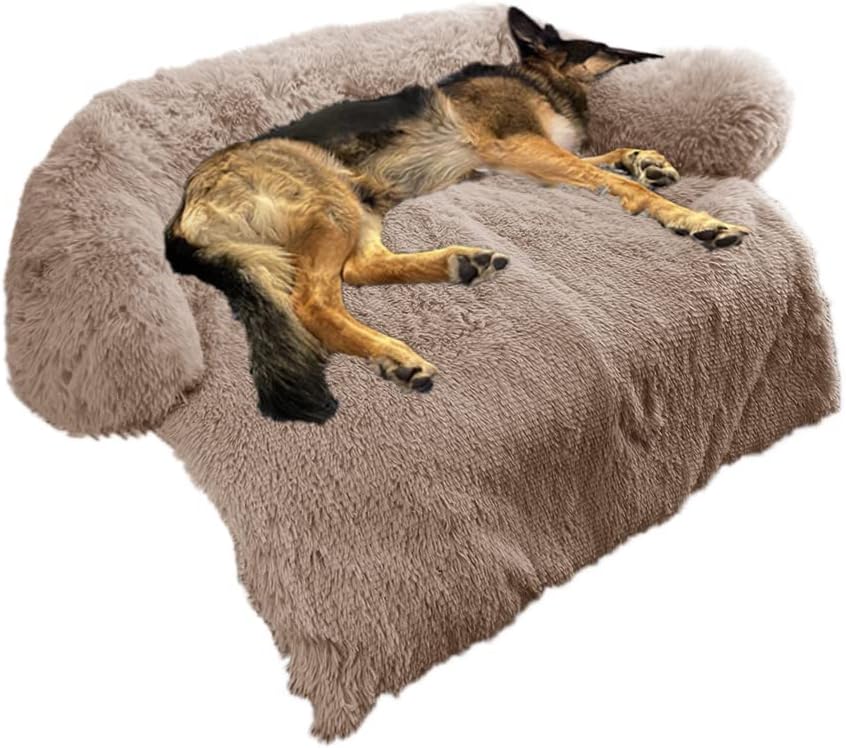 Small Light Grey Plush Dog Bed with Removable Washable Cover A760710