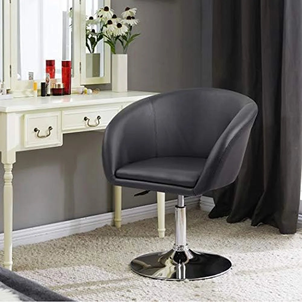 Black Jumbo Size PU Leather Round Swivel Chair A4292