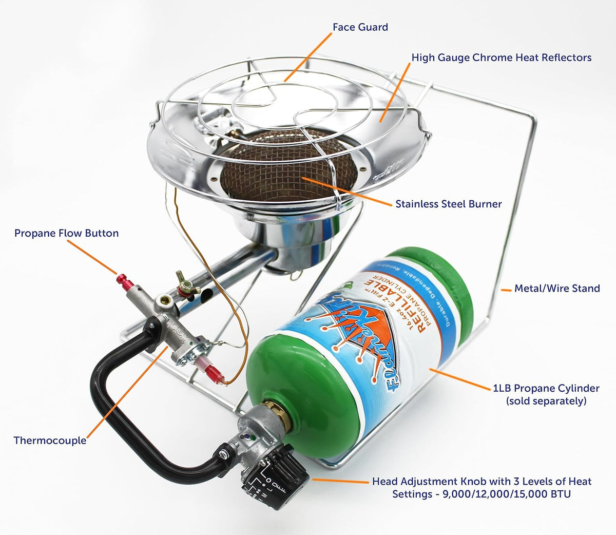 Portable Propane Heater Cooker 15,000 BTU Silver K57887