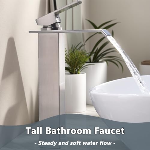 Black Single Handle Stainless Steel Waterfall Vessel Sink Faucet N71080