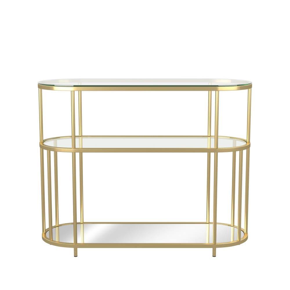 Gold Coating 2-Shelf Glass Top Console Table W715