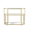 Gold Coating 2-Shelf Glass Top Console Table W715