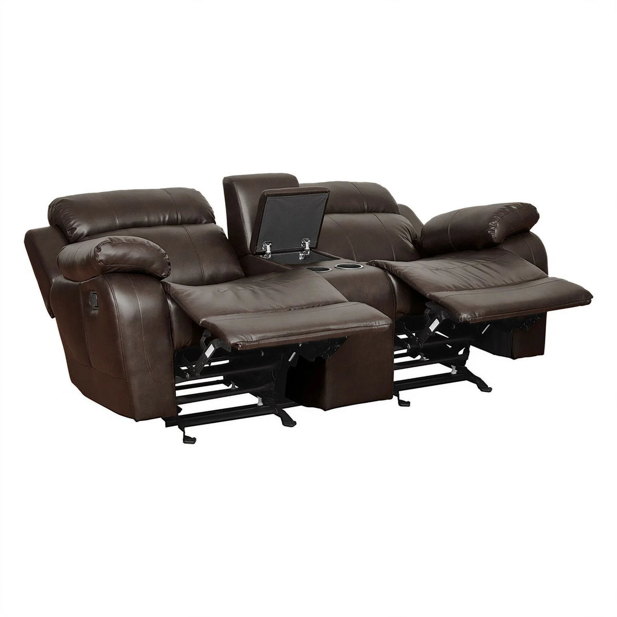 Brown Faux Leather 2-Piece Reclining Sofa Set J25533