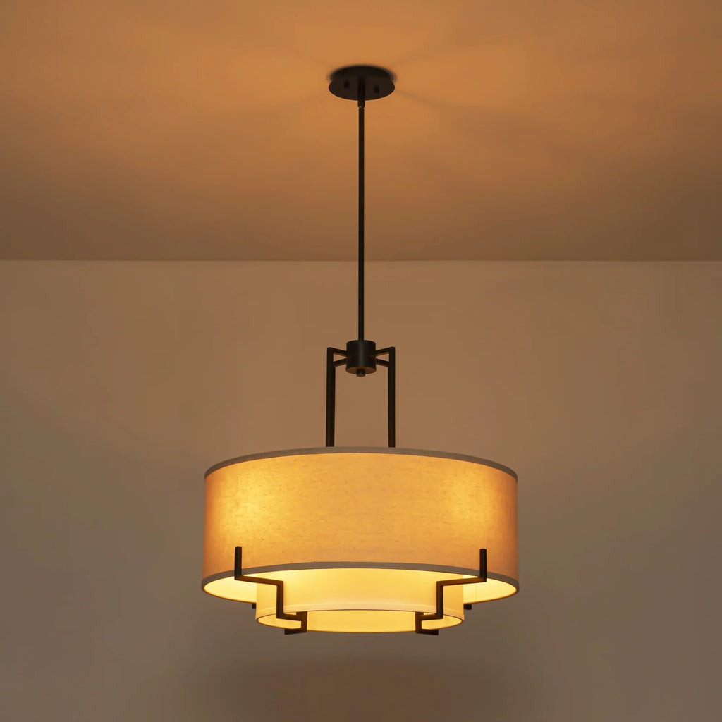 4-Light Dimmable Fabric Drum Shaded Chandelier B156359