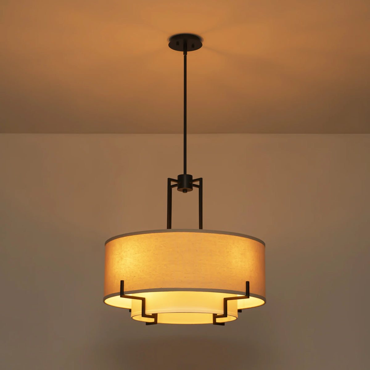 4-Light Dimmable Fabric Drum Shaded Chandelier B156359