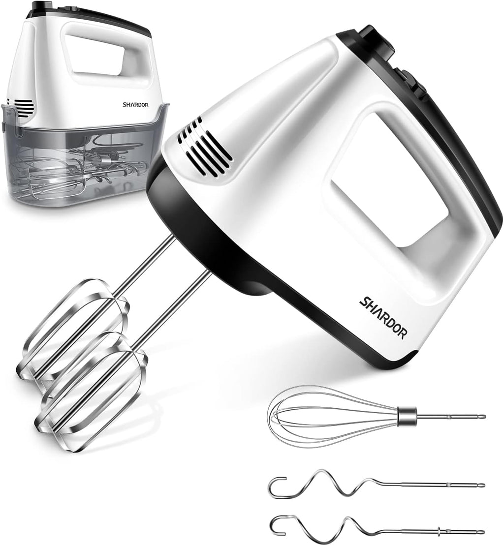 White 6 Speed Handheld Mixer with 5 Stainless Steel Accessories R5317