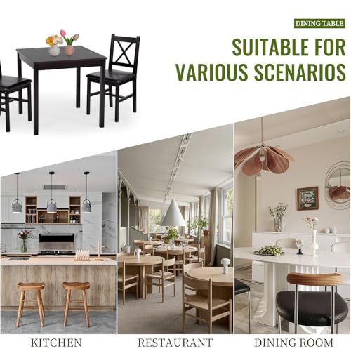 5-Piece Solid Wood Dining Table Set for 4 Brown F45939