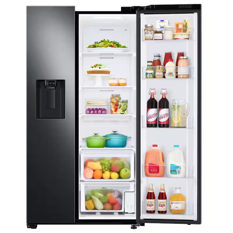Side by Side Refrigerator in Black Stainless Steel I478