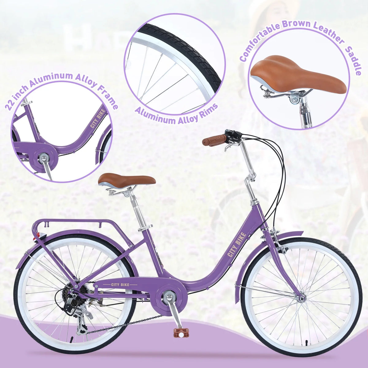 22 Inch 7 Speed Aluminium Alloy Girls Bike V716